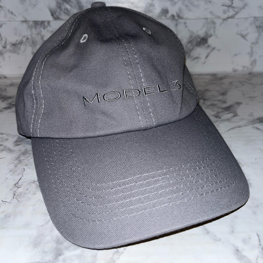 Tesla Model 3 Trim embroidered logo Grey Hat Cap Adjustable